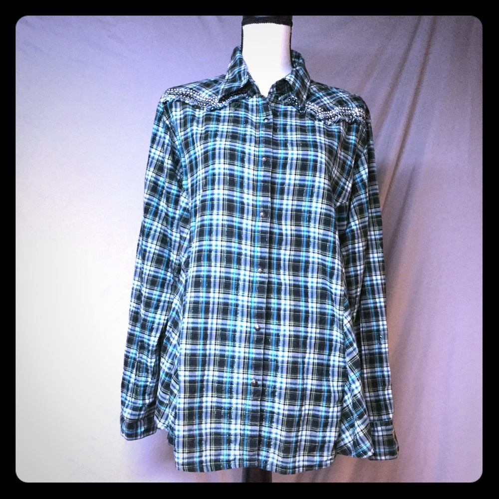 EUC black plaid shirt